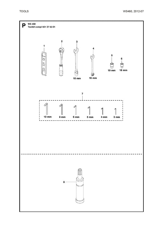 Tools Parts for WS 460, WS 440 HF, WS 482 HF By Husqvarna