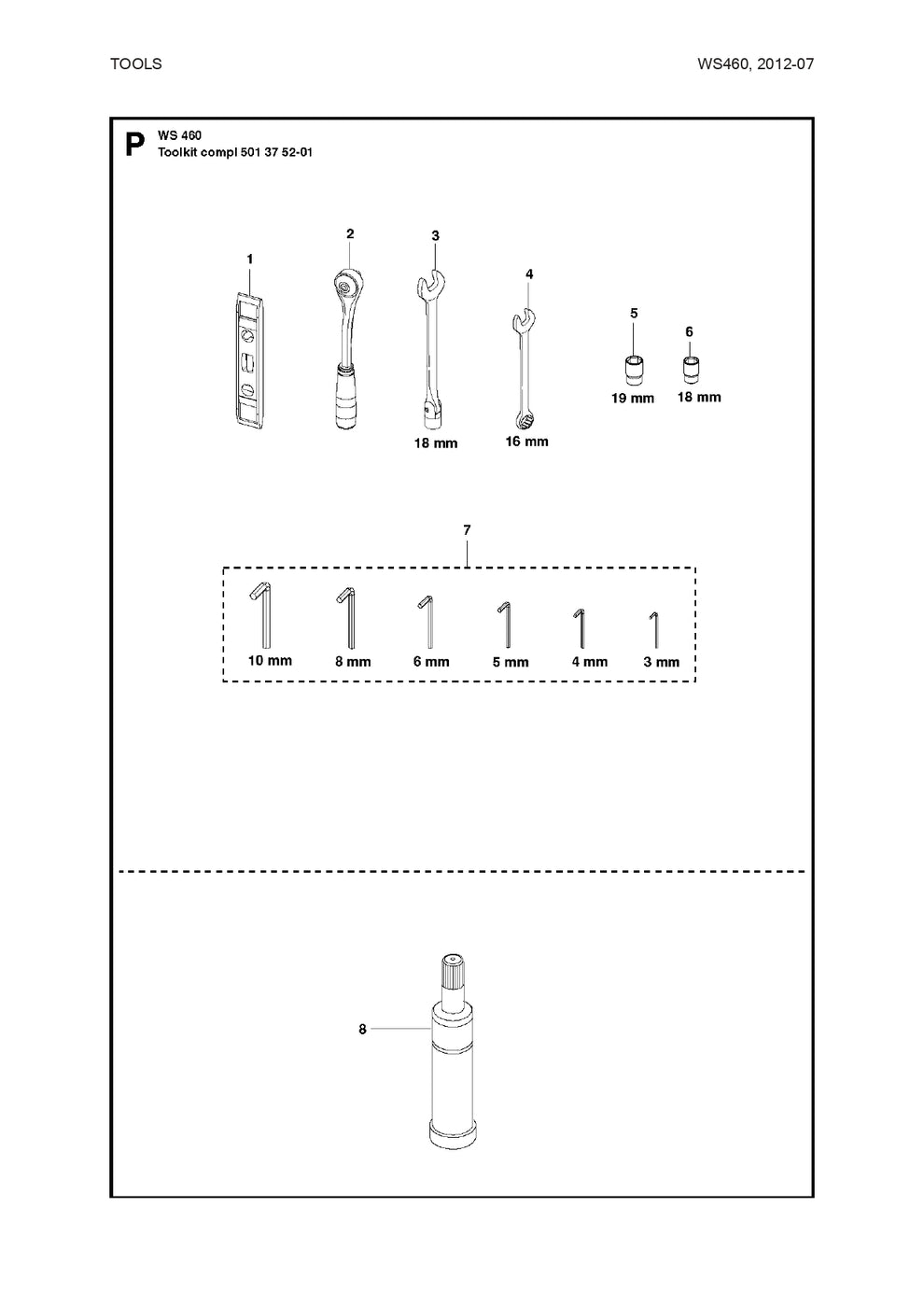 Tools Parts for WS 460, WS 440 HF, WS 482 HF By Husqvarna