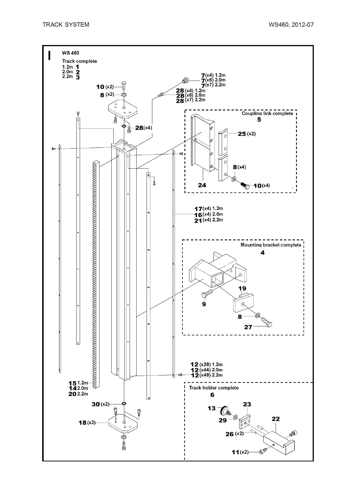 Track Complete Parts For WS 460, WS 440 HF, WS 482 HF By Husqvarna