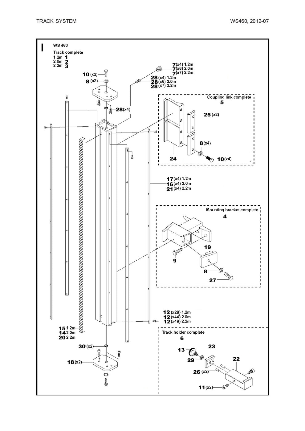 Track Complete Parts For WS 460, WS 440 HF, WS 482 HF By Husqvarna