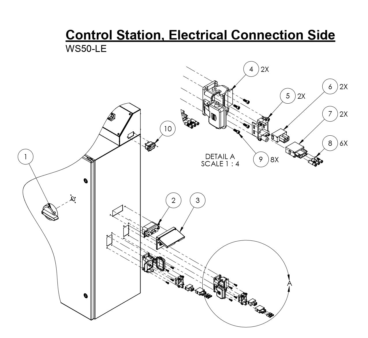 WS50-LE Control Station, Electrical Connection Side Parts