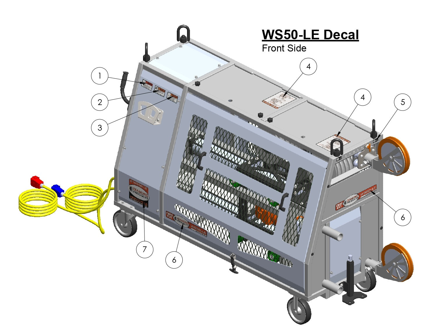 WS50-LE Decal, Front Side Assembly Parts