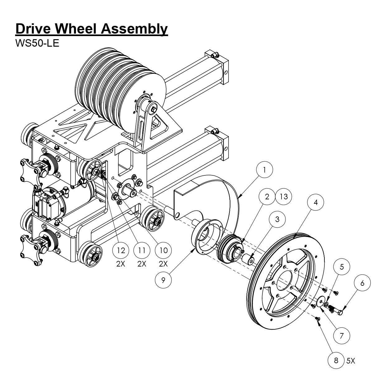 WS50-LE Drive Wheel Assembly Parts