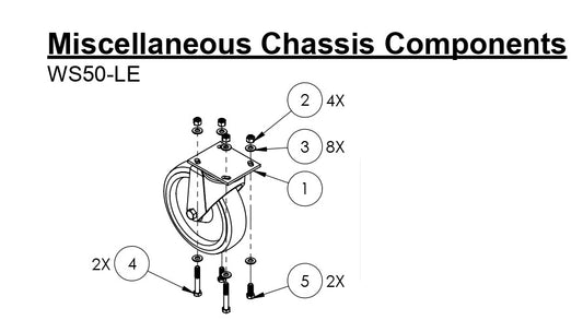 WS50-LE Miscellaneous Chassis Component Parts-8.00" Swivel Caster, Poly Parts