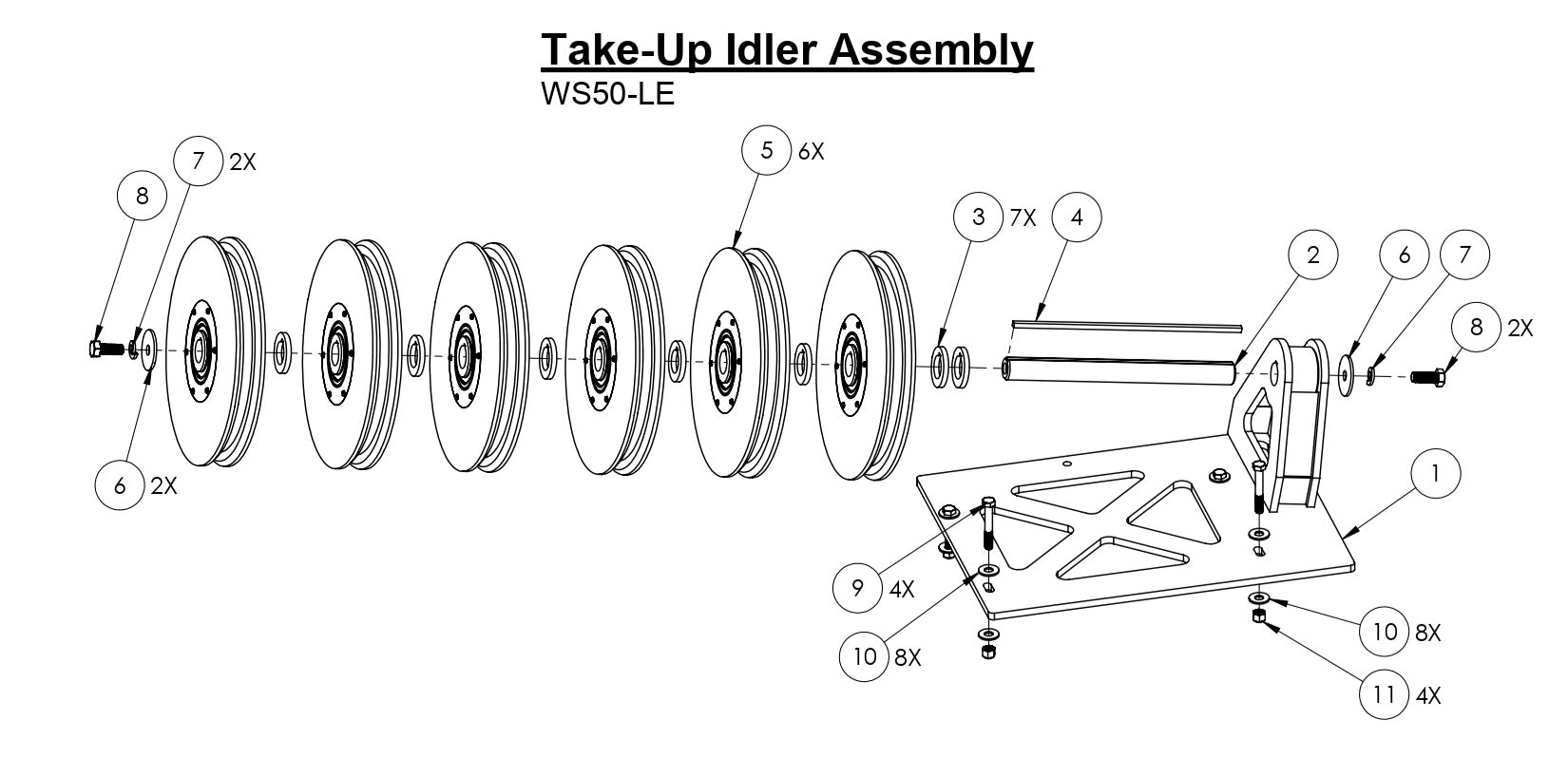 WS50-LE Take-Up Idler Assembly Parts