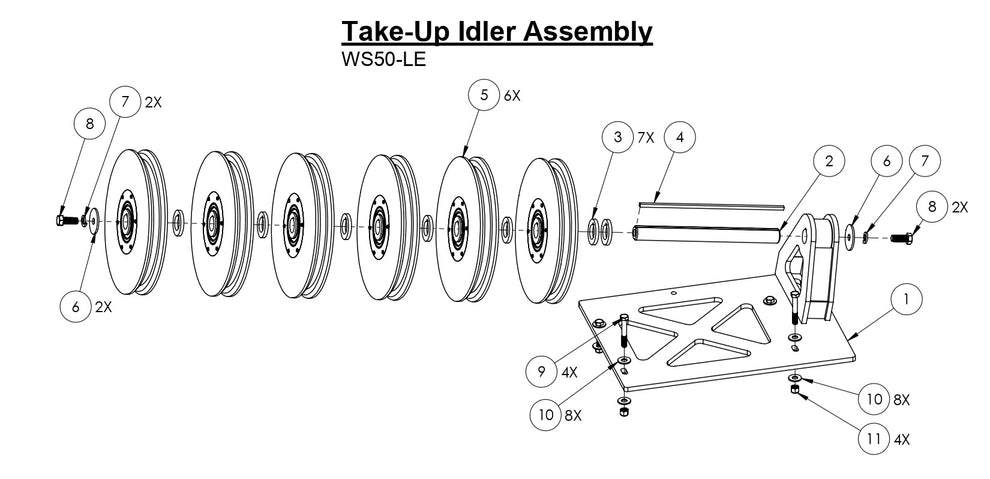 WS50-LE Take-Up Idler Assembly Parts