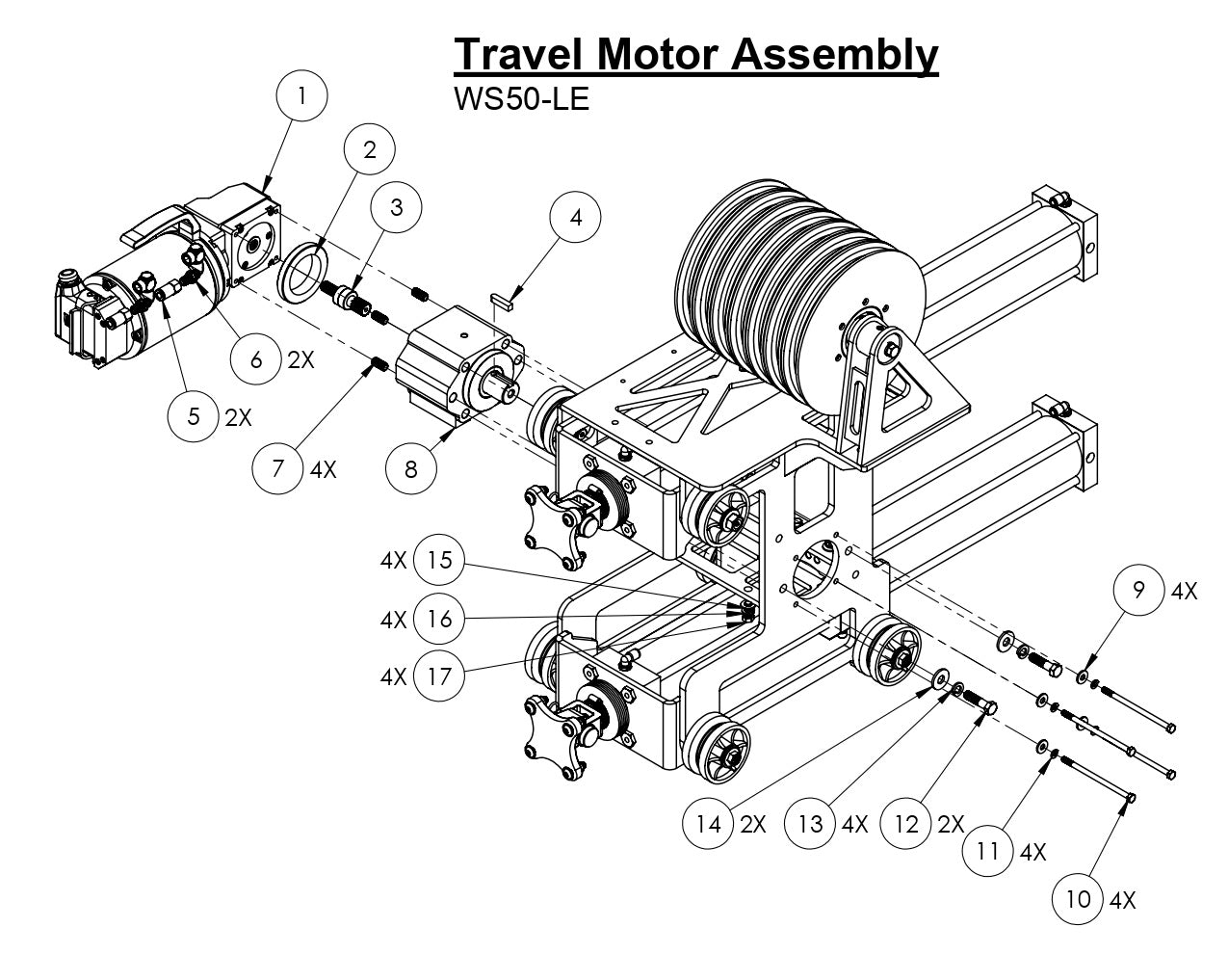 WS50-LE Travel Motor Assembly Parts