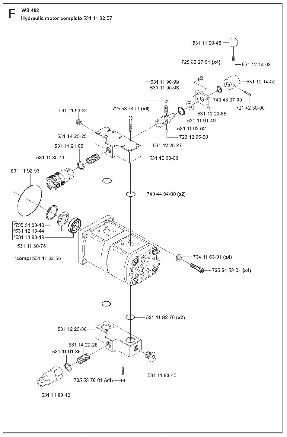 Hydraulic Motor Complete Parts For WS 462 By Husqvarna