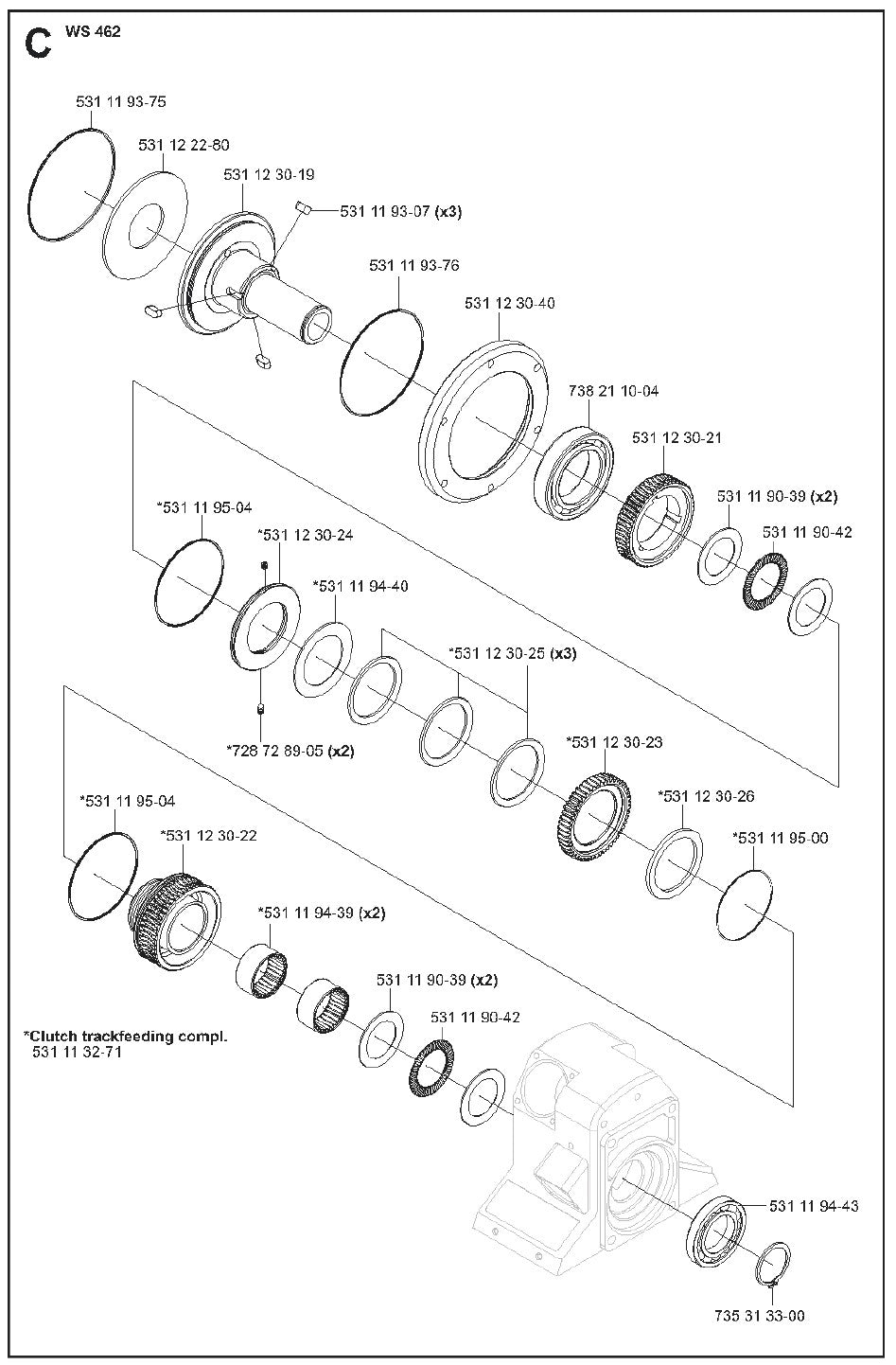 Clutch Track Feeding Complete Parts For WS 462 By Husqvarna