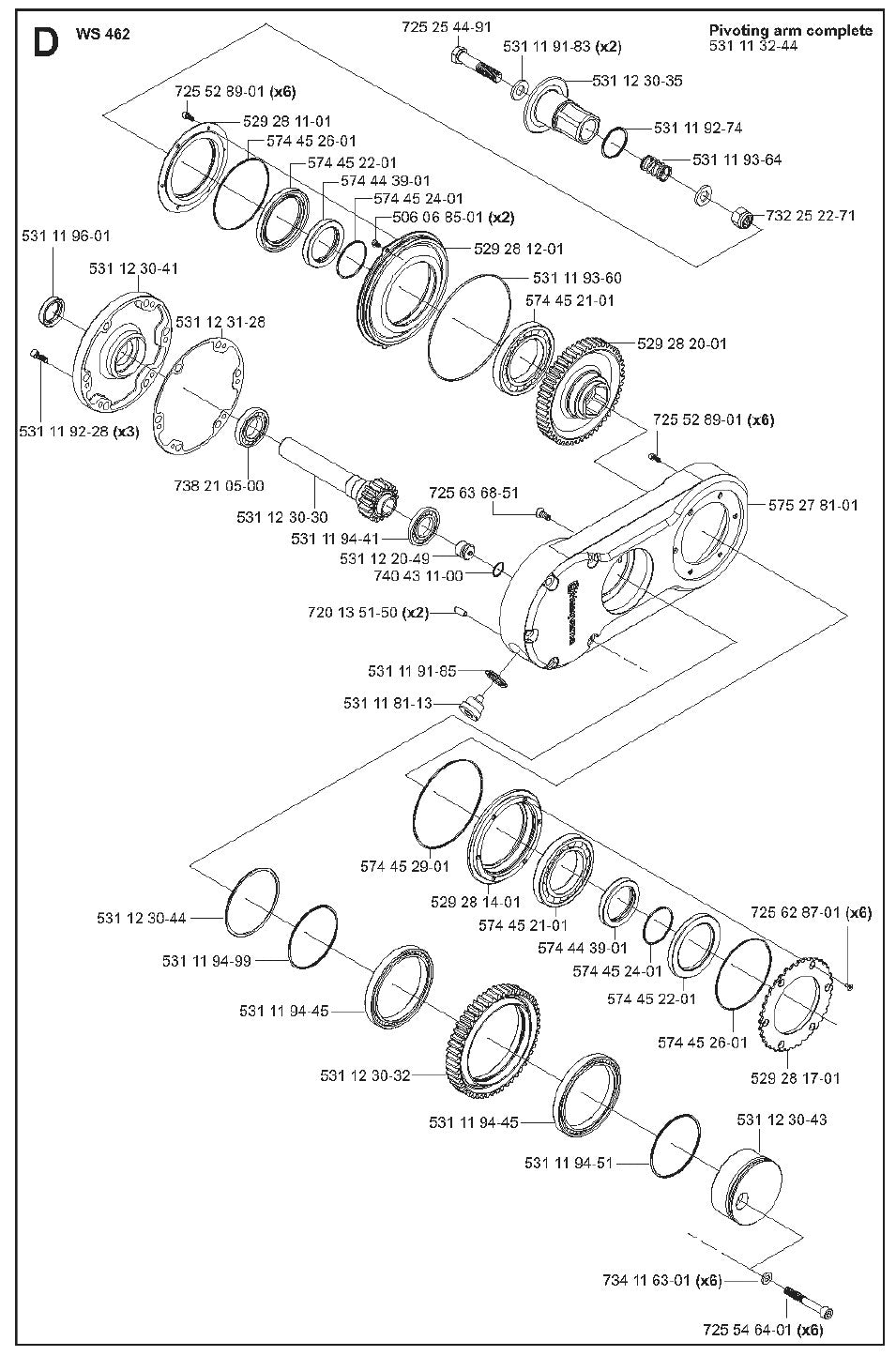 Pivoting Arm Complete Parts For WS 462 By Husqvarna