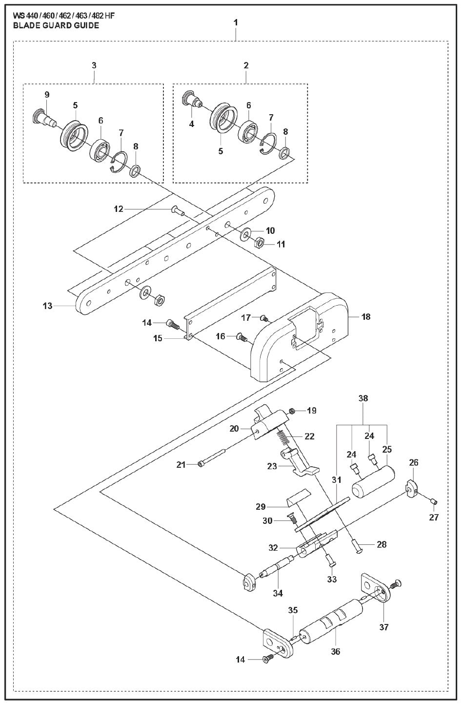 Blade Guard Guide Parts For WS 462 By Husqvarna