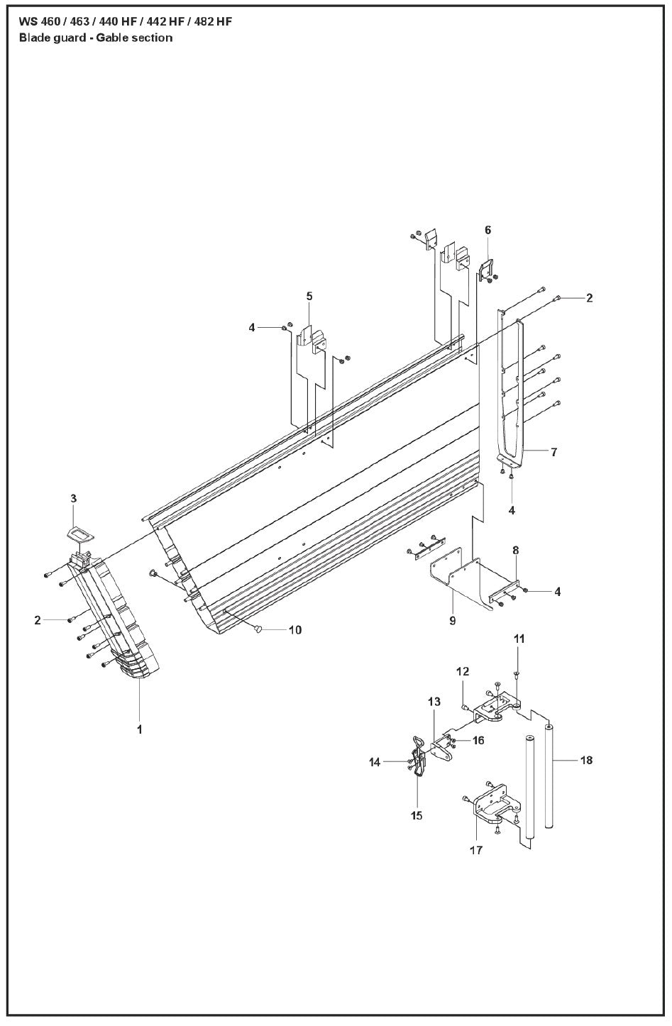 Blade Guard - Gable Section Parts For WS 462 By Husqvarna