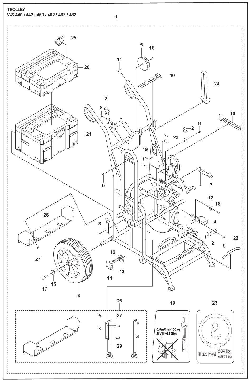 Trolley Parts For WS 462 By Husqvarna