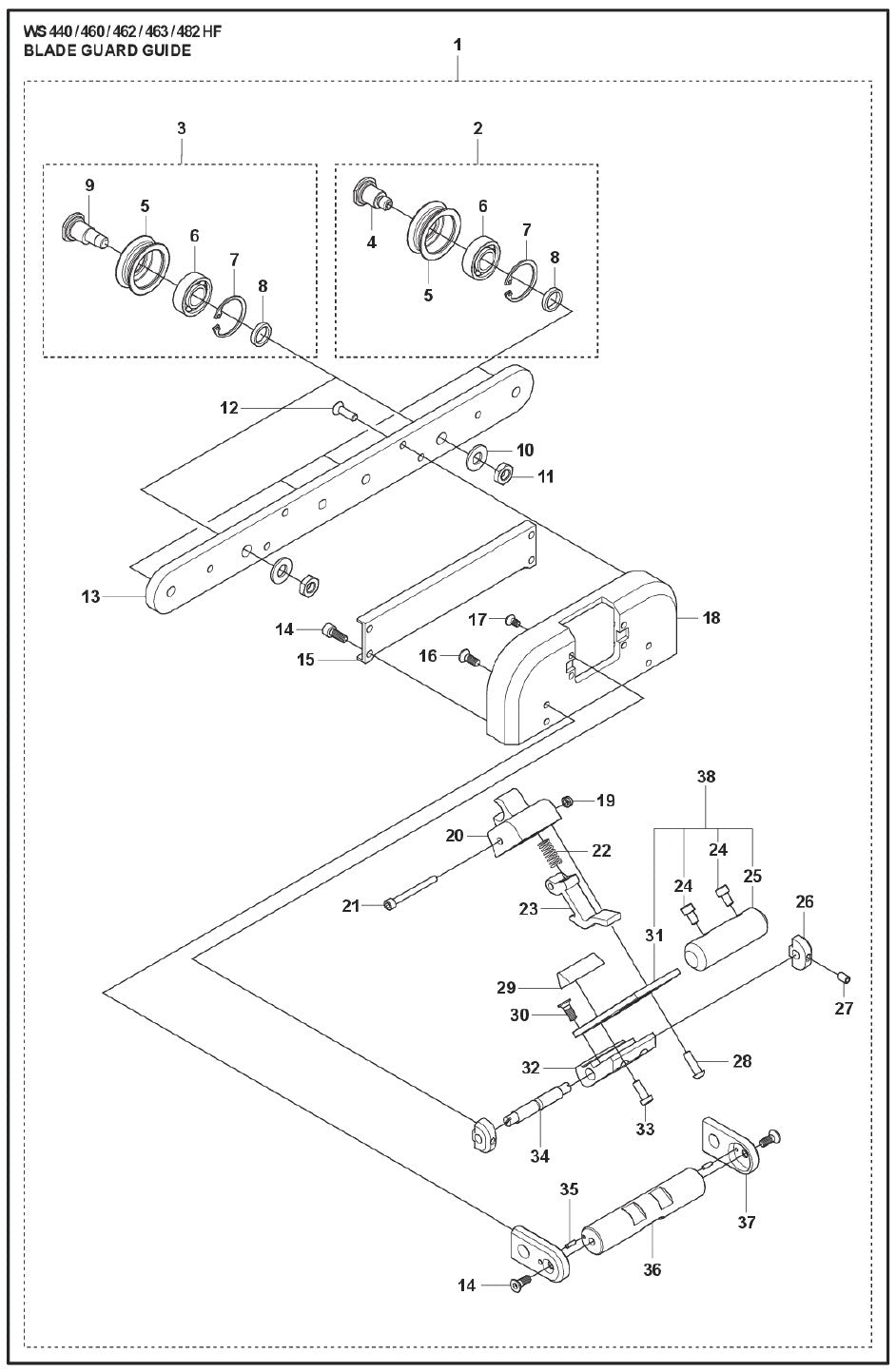 Blade Guard Guide Parts For WS 463 By Husqvarna