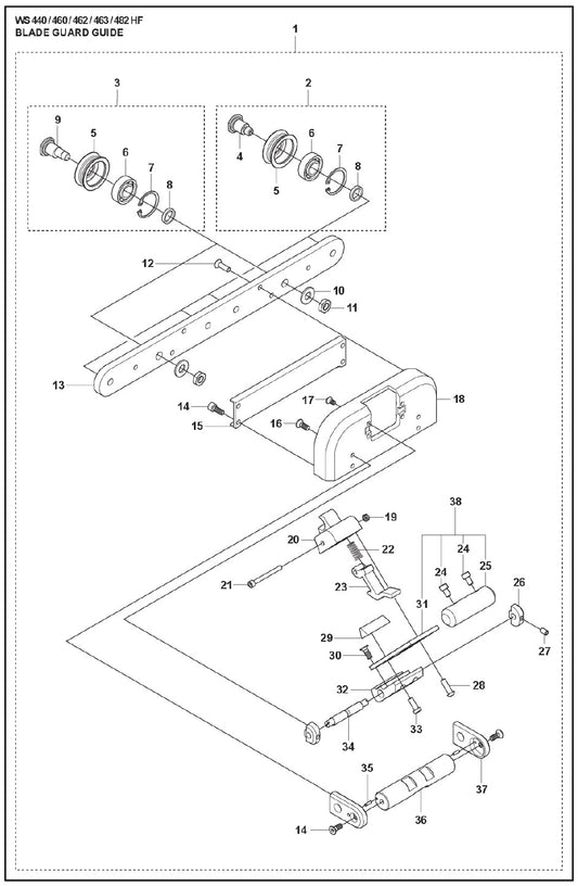 Blade Guard Guide Parts For WS 463 By Husqvarna