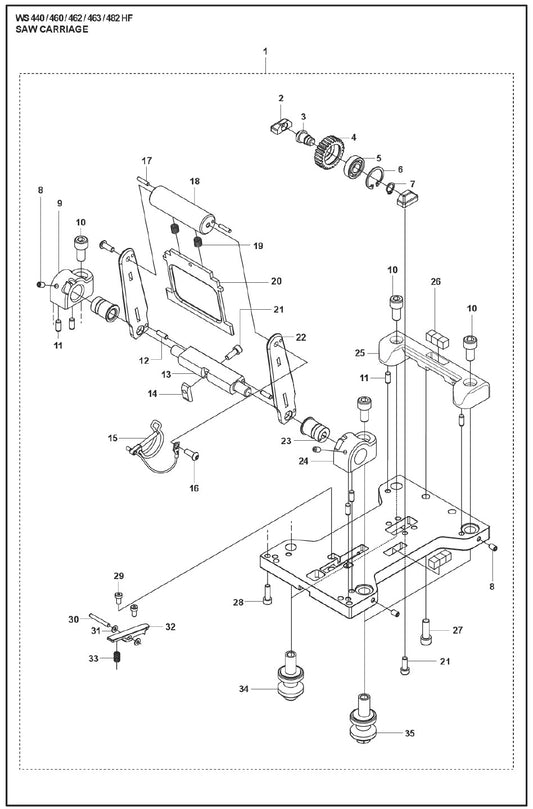 Saw Carriage Guide Parts For WS 463 By Husqvarna