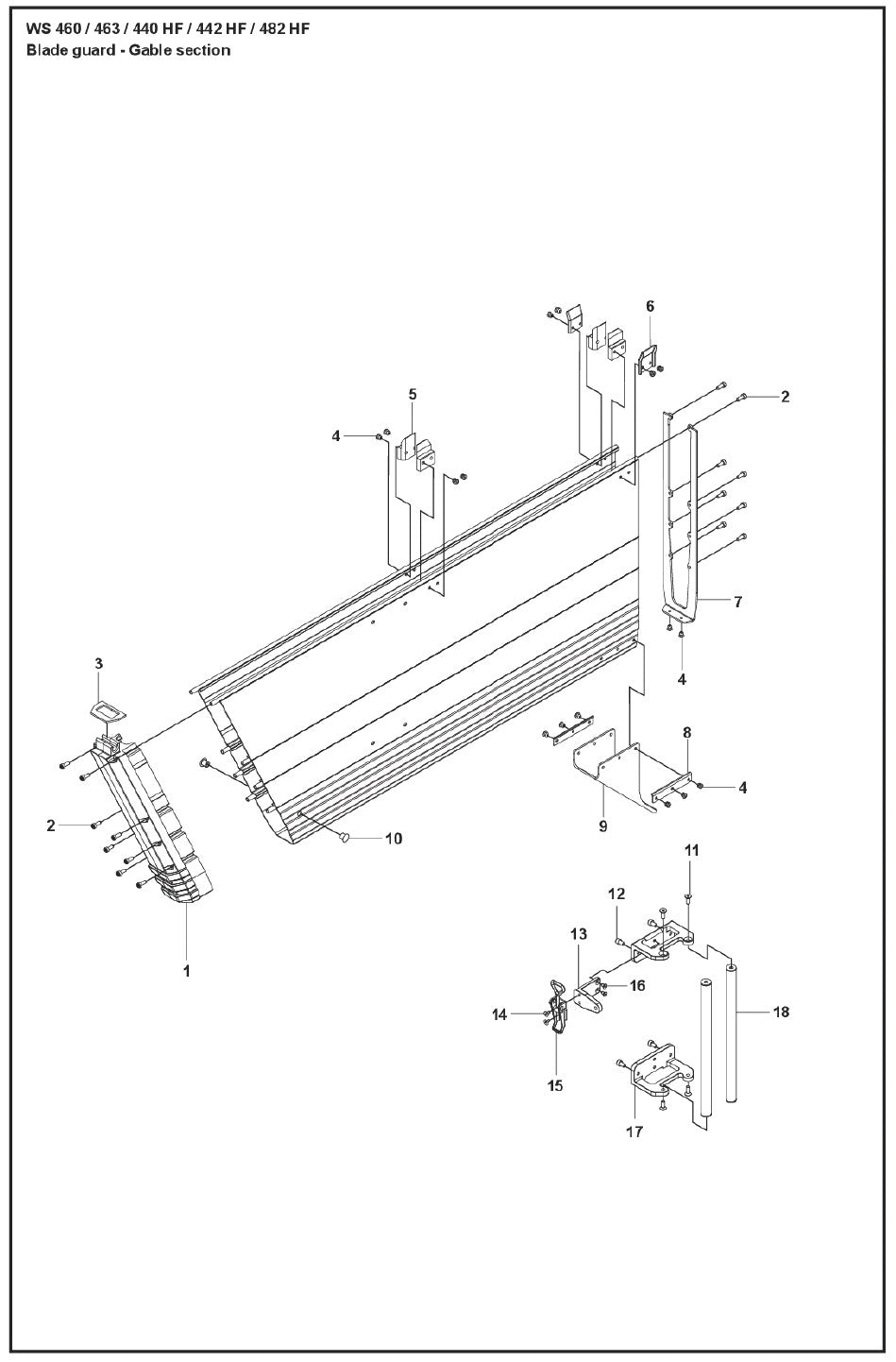 Blade Guard - Gable Section Parts For WS 463 By Husqvarna