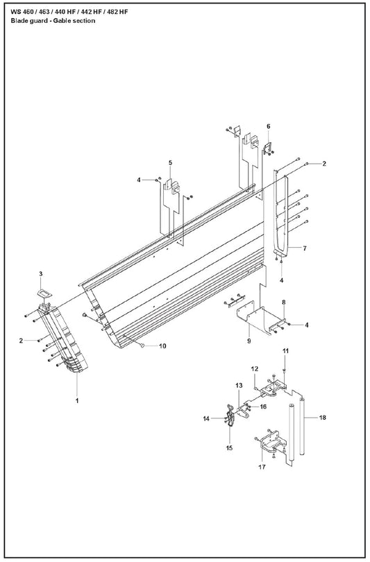 Blade Guard - Gable Section Parts For WS 463 By Husqvarna