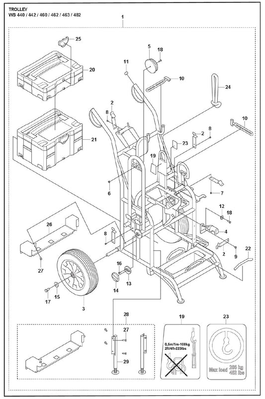 Trolley Parts For WS 463 By Husqvarna