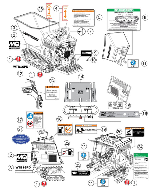 WTB-16PD Nameplate And Decals Assembly Parts by Multiquip Whiteman