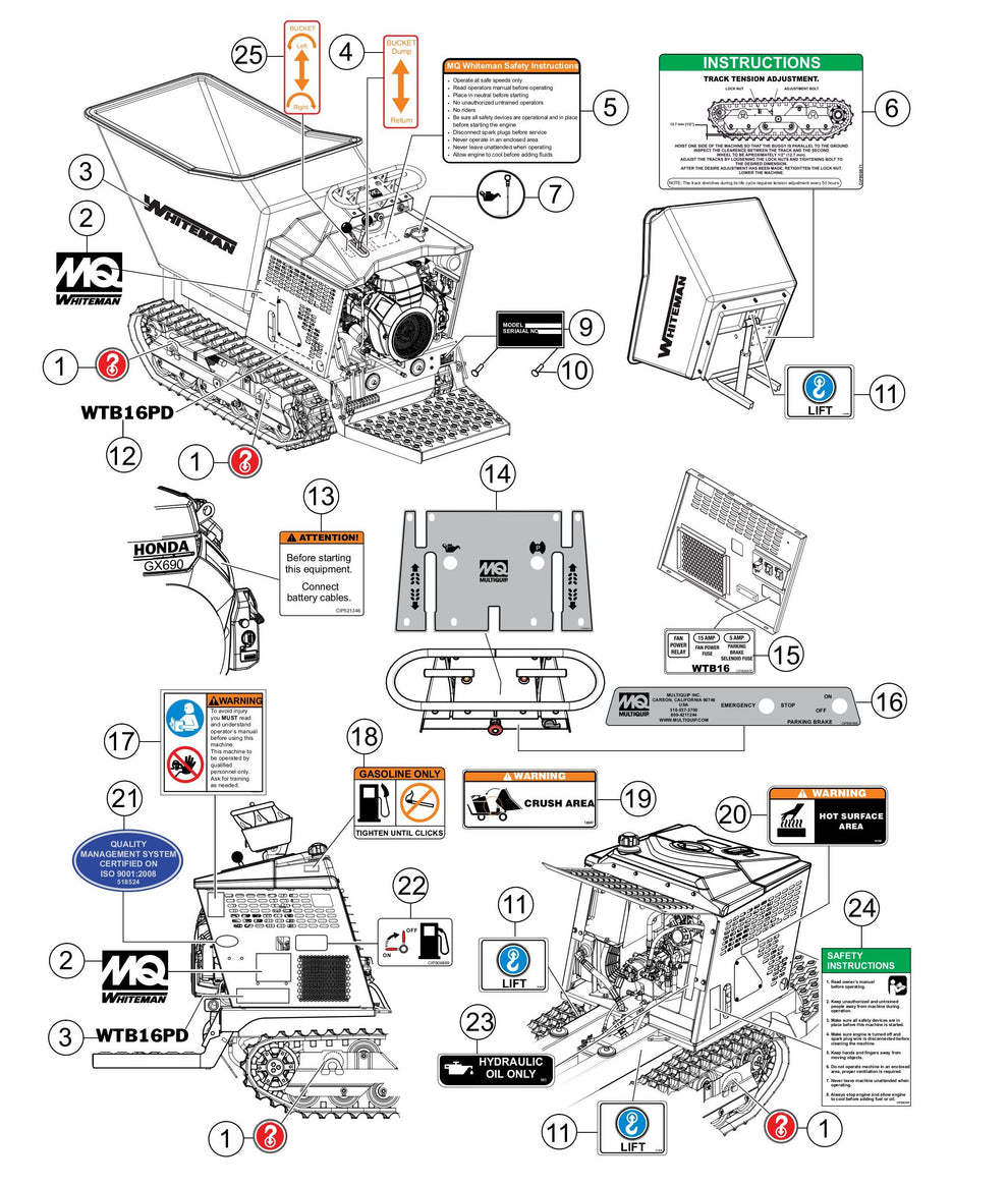 WTB-16PD Nameplate And Decals Assembly Parts by Multiquip Whiteman