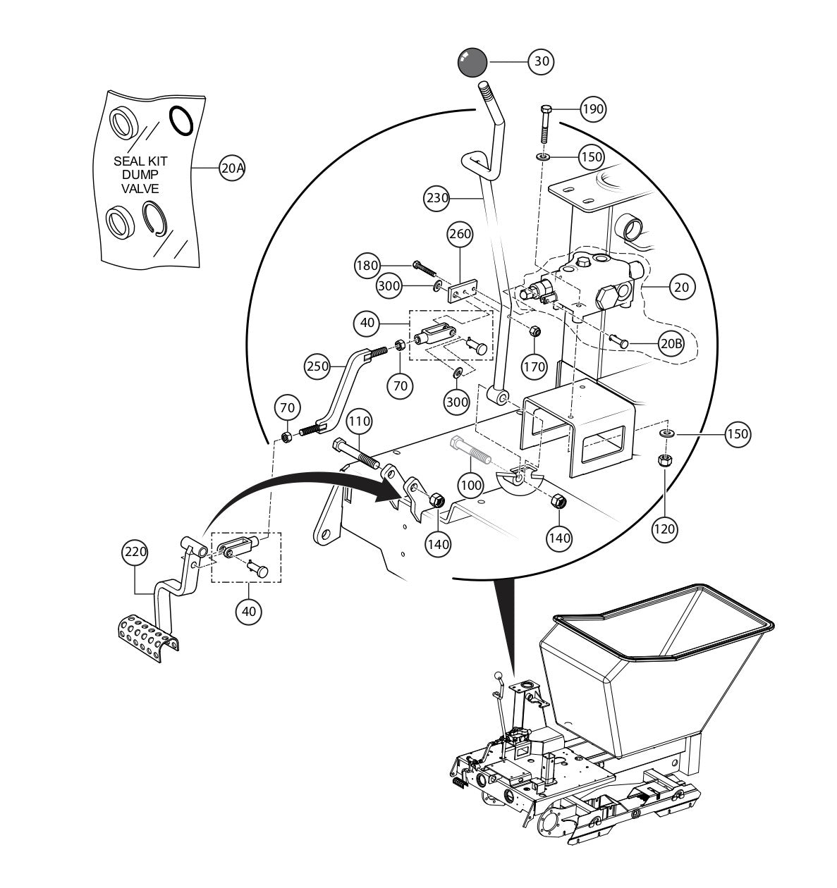 WTB-16 Dump Pedal/Valve Assembly  Parts by Multiquip Whiteman