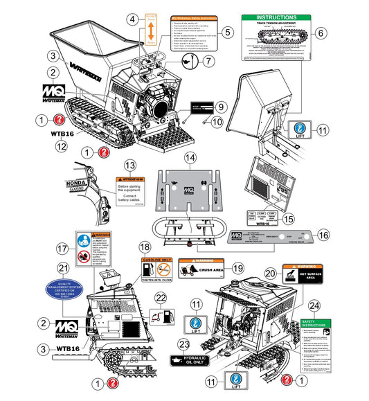 WTB-16 Nameplate And Decals Assembly  Parts by Multiquip Whiteman