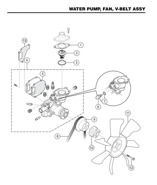 STXD6I Water Pump, Fan, V-Belt Assembly