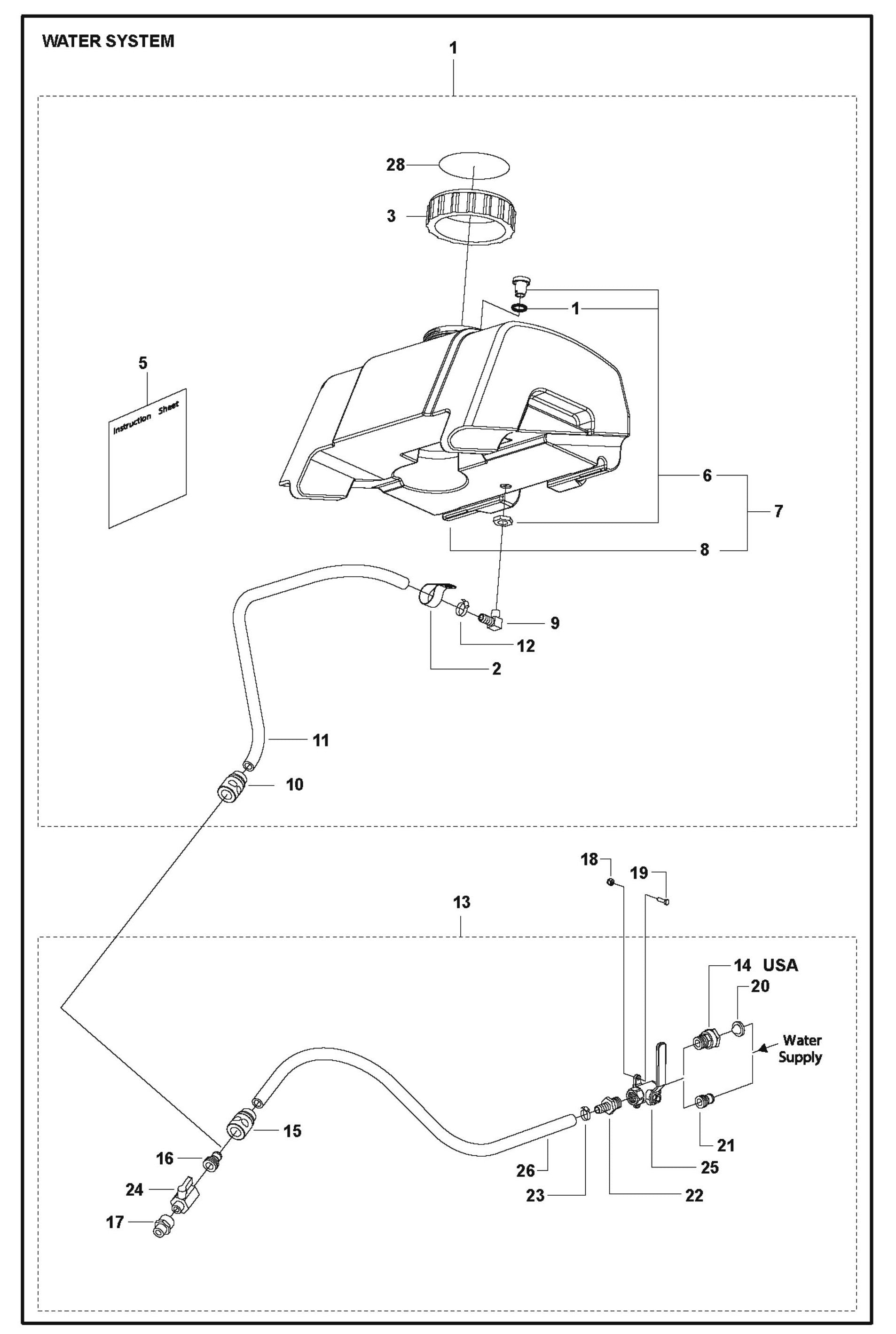 Water System Parts For FS524 By Husqvarna