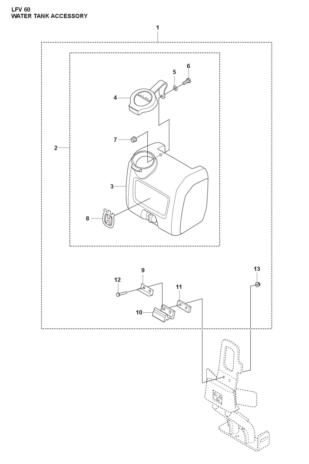 Water Tank Accessory Parts For LFV 60 By Husqvarna