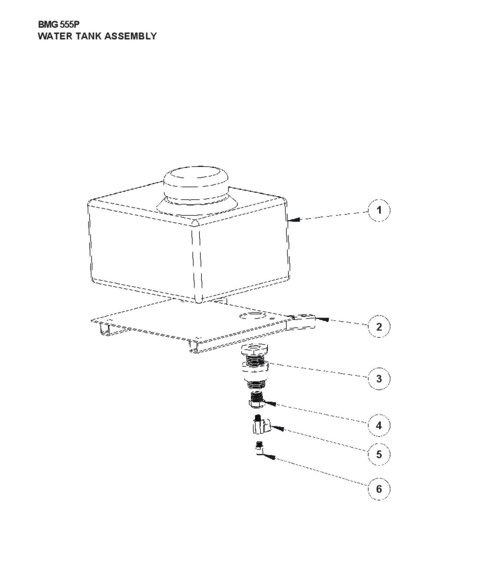 Water Tank Assembly Parts for BMG555 P By Husqvarna