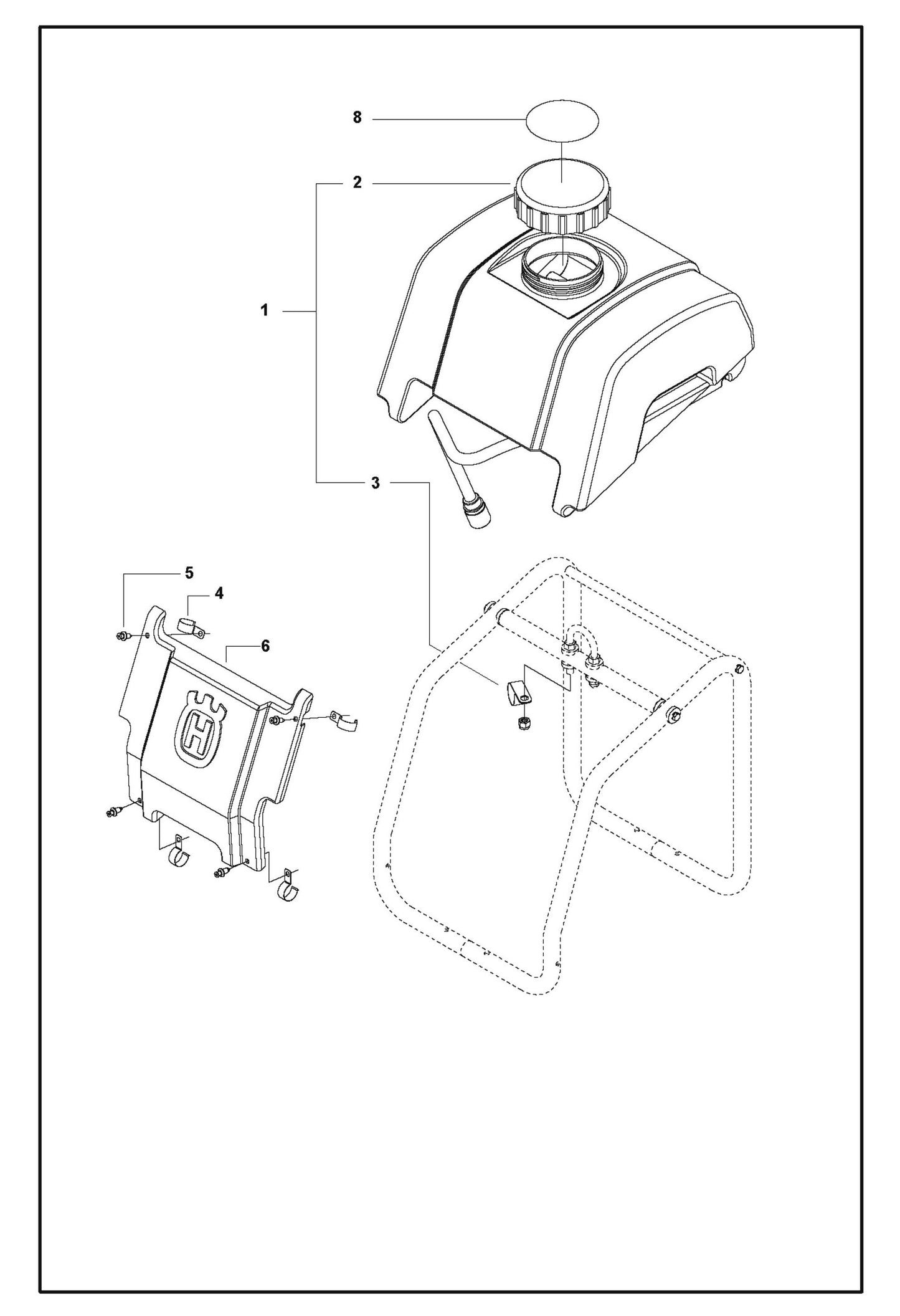 Water Tank and Nose Piece 20,24 HP For FS410 D By Husqvarna