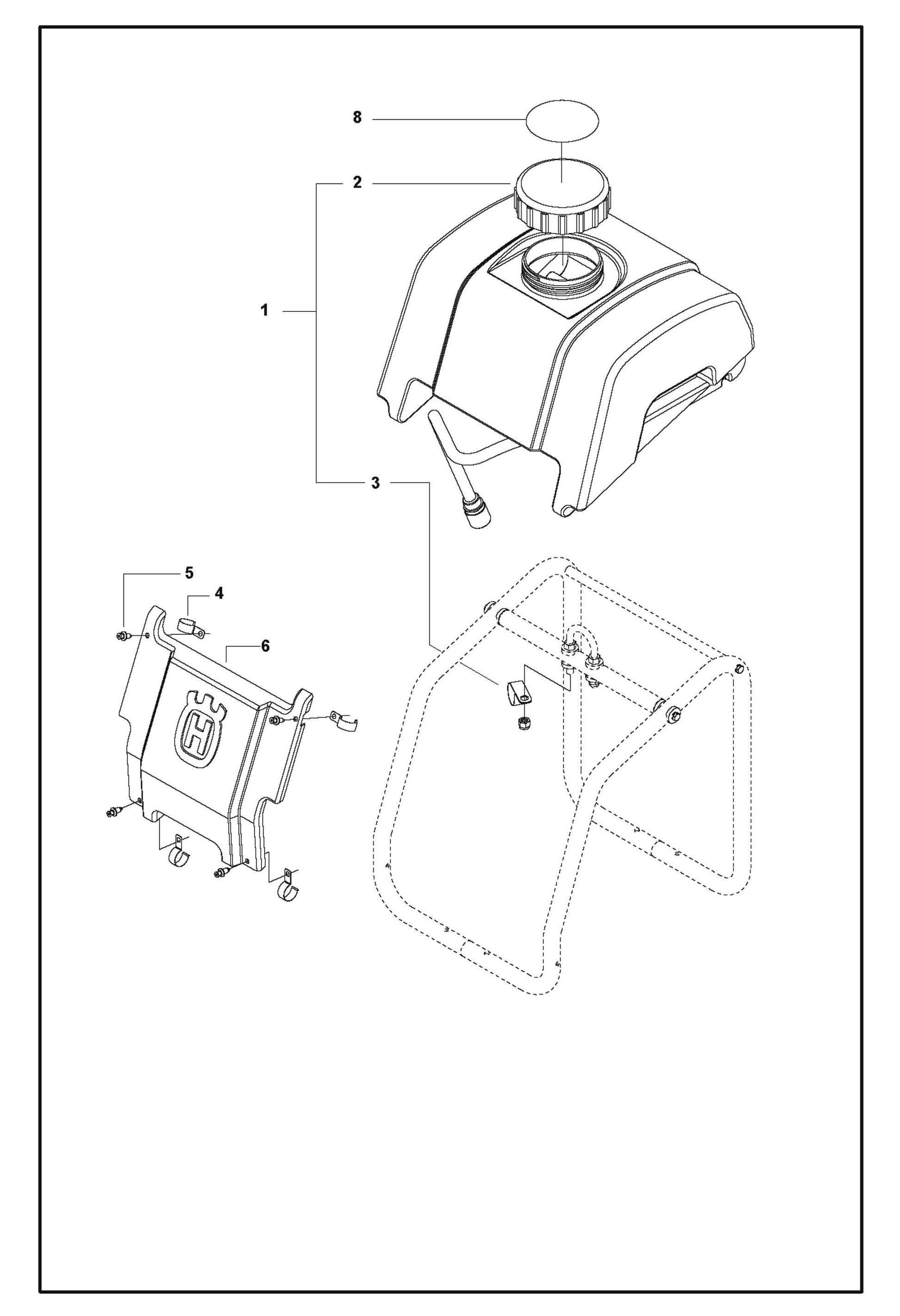 Water Tank and Nose Piece 20,24 HP For FS410 D By Husqvarna