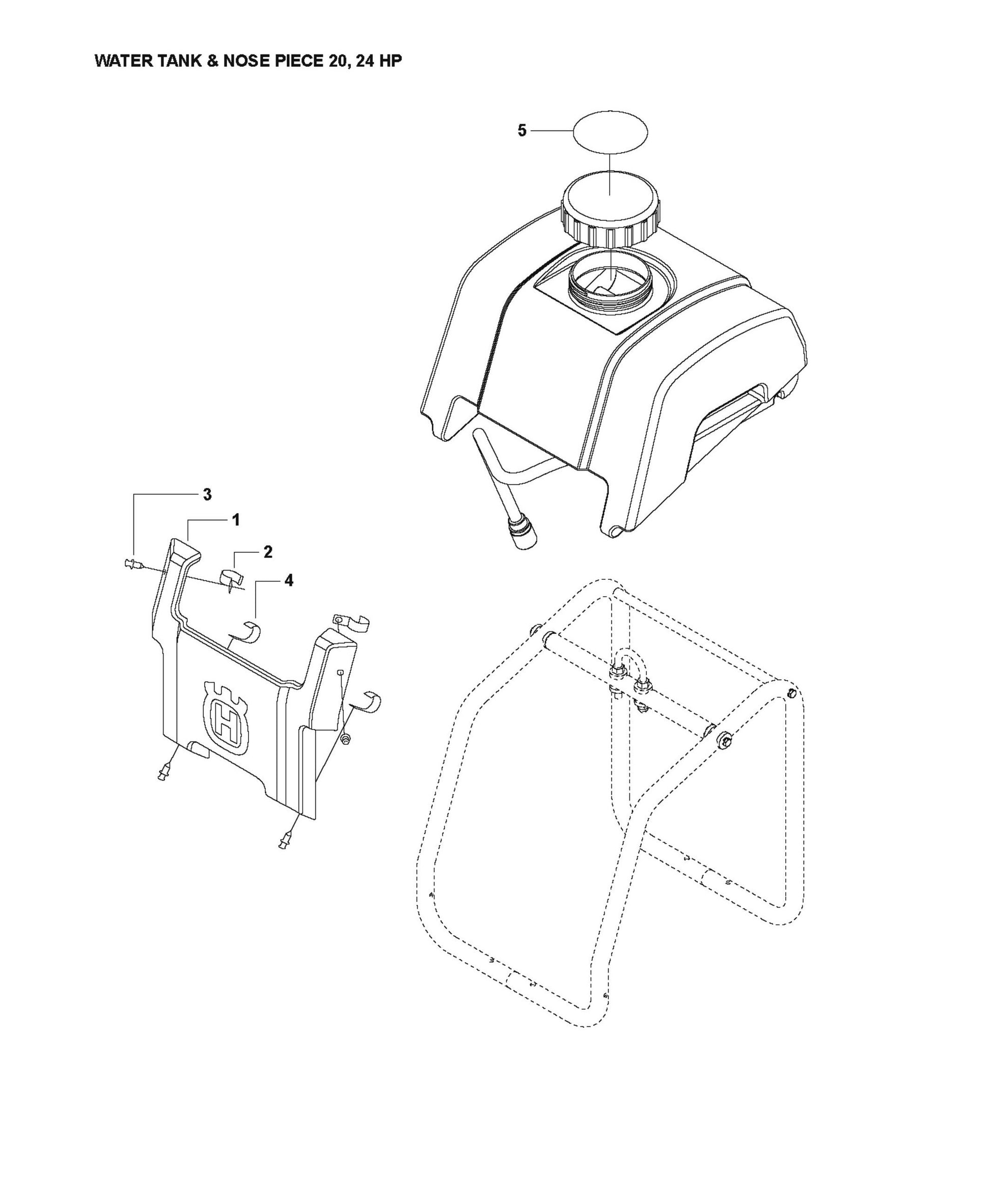 Water Tank and Nose Piece 20,24 HP Parts For FS524 By Husqvarna