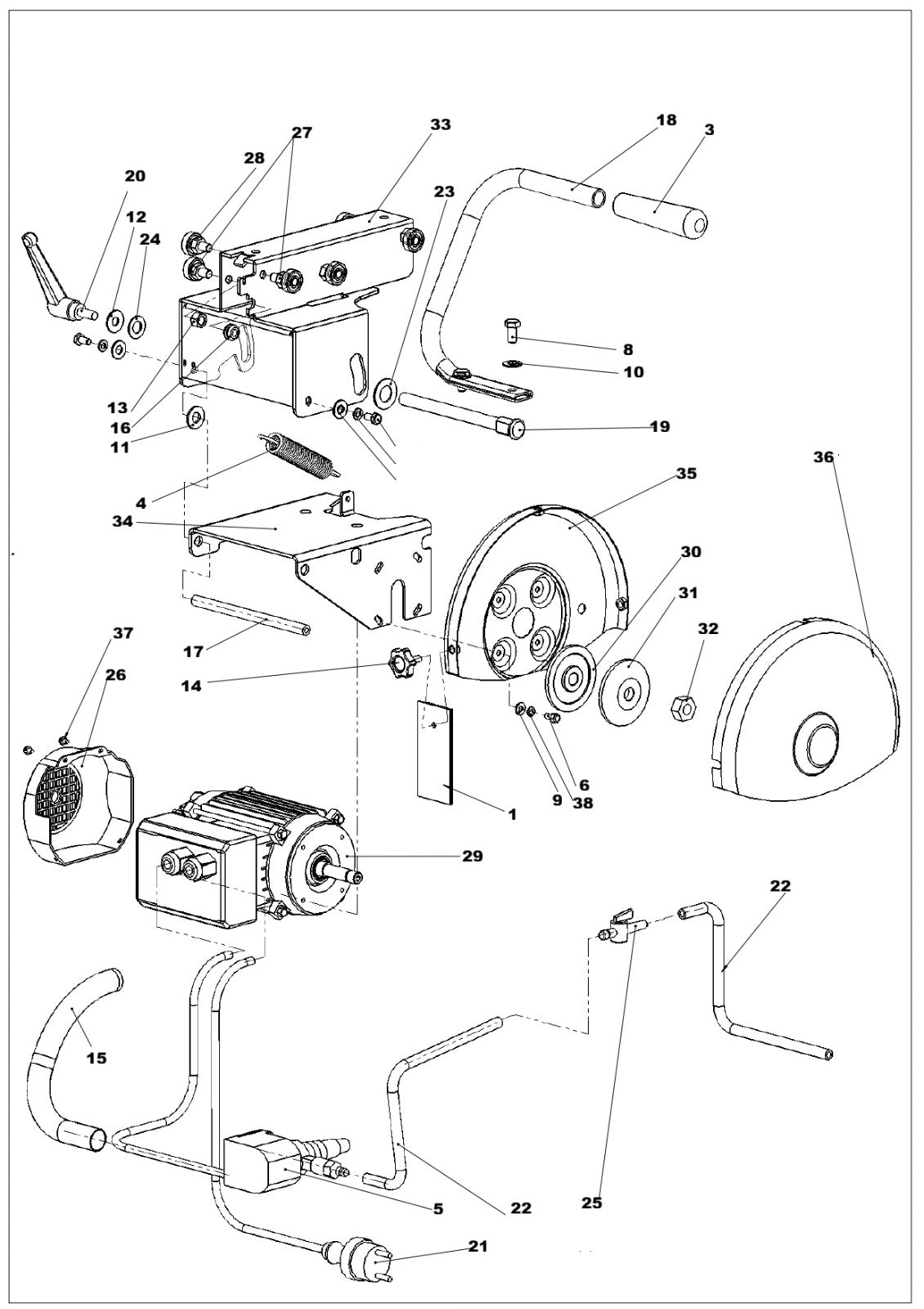 TS 66 R Motor and Blade Guards Assembly Parts