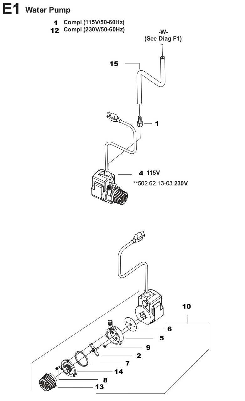 TS 355 Electric Water Pump Assembly Parts