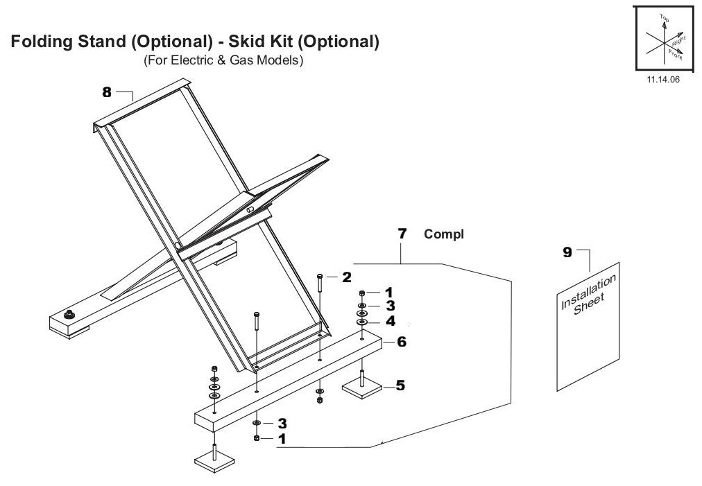 TS 355 Gas Folding Stand (Optional) Assembly Parts