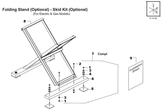 TS 355 Gas Folding Stand (Optional) Assembly Parts