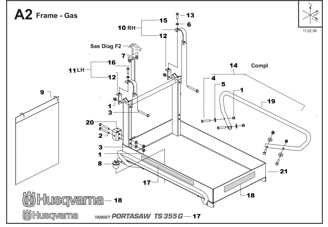 TS 355 Gas Frame Assembly Parts