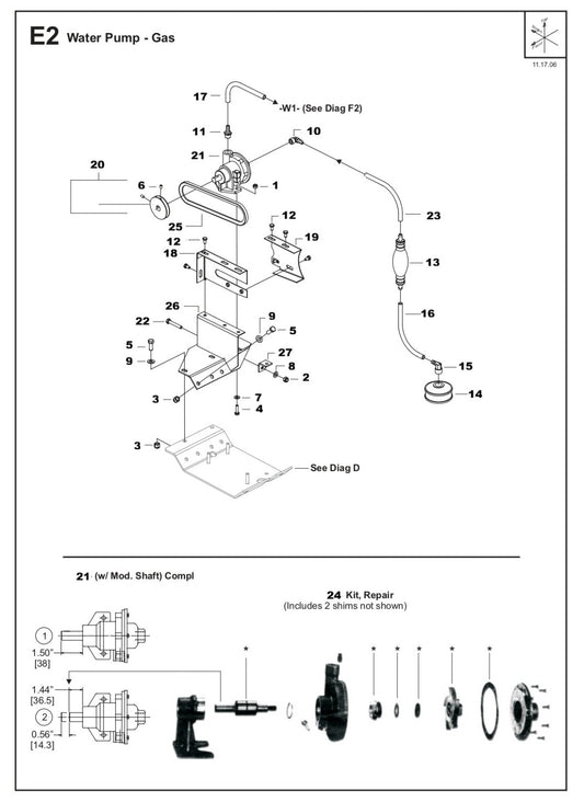 TS 355 Gas Water Pump Assembly Parts