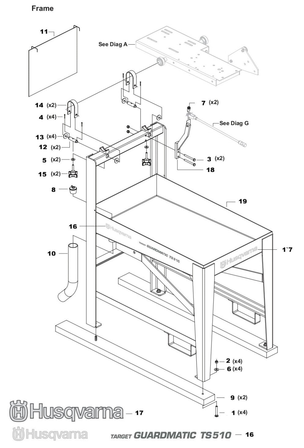 TS 510 Frame Assembly Parts