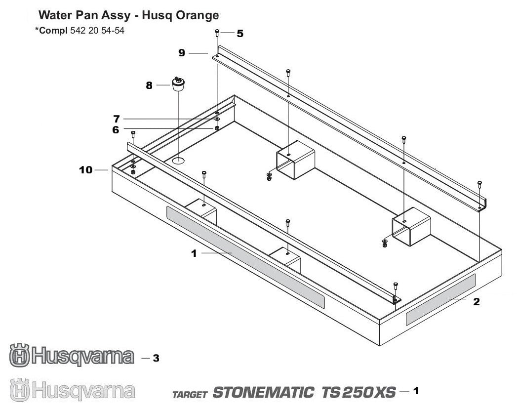 TS 250 XS Water Pan Assembly Parts