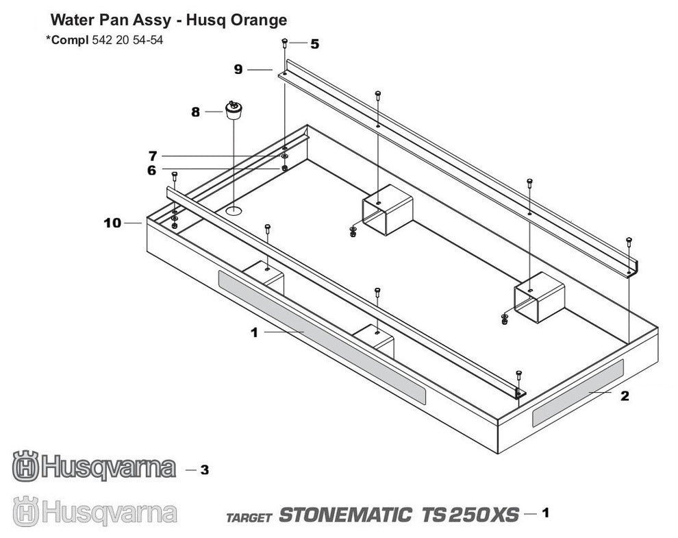 TS 250 XS Water Pan Assembly Parts