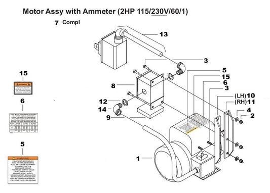 TS 250 XS Motor Assy with Ammeter Assembly Parts