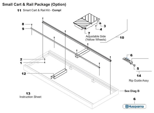 TS 250 XS Small Cart and Rail Package Assembly Parts
