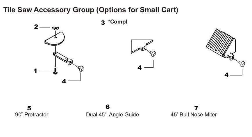 TS 250 XS Tile Saw Accessory Group Assembly Parts