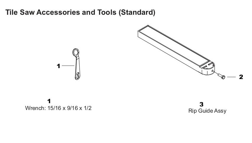 TS 250 XS Tile Saw Accessories and Tools (Standard) Assembly Parts