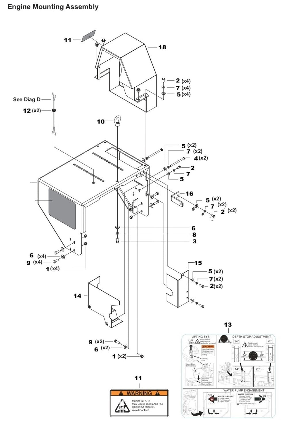 TS 510G Engine Mounting Assembly-1 Parts