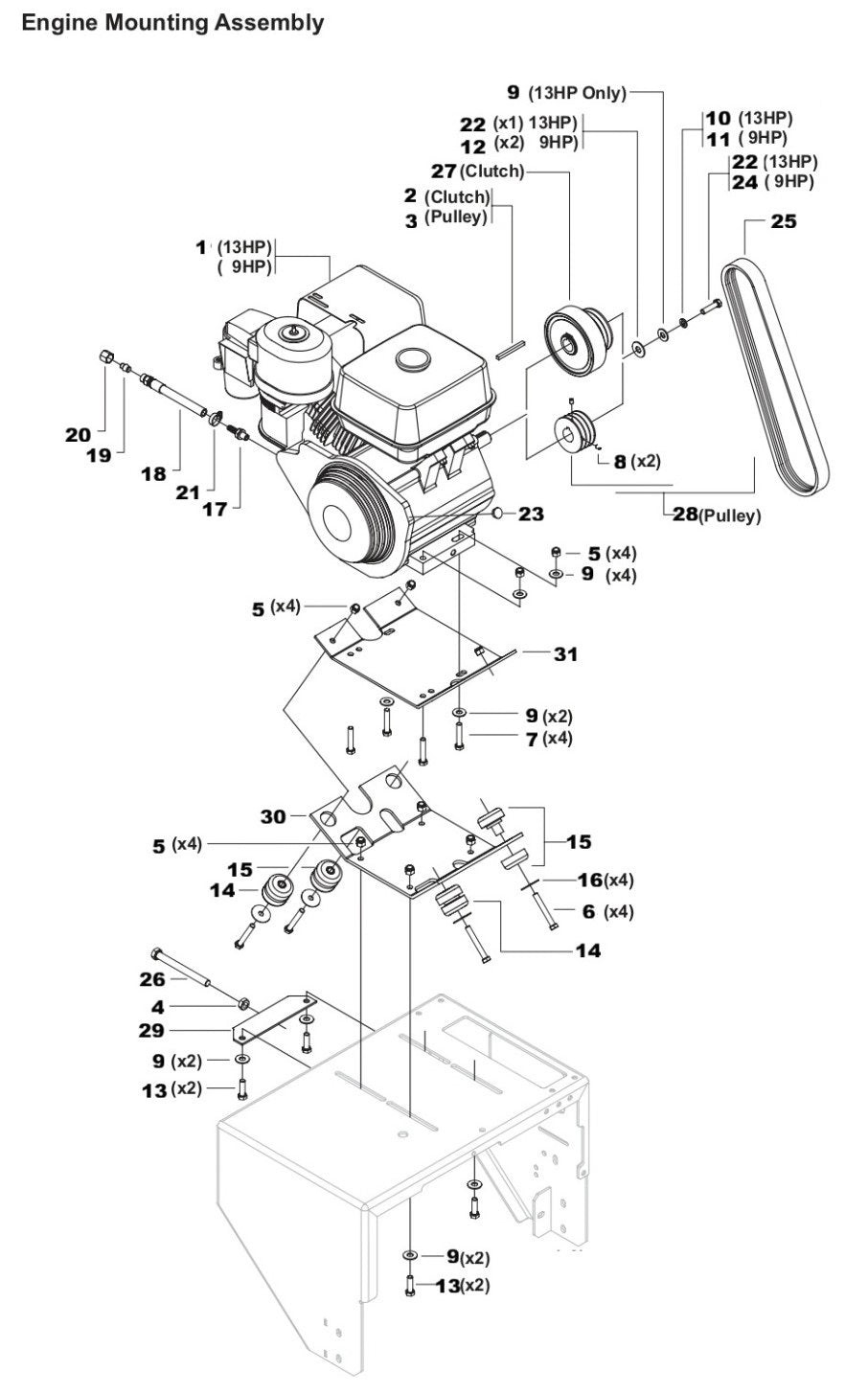 TS 510G Engine Mounting Assembly-2 Parts