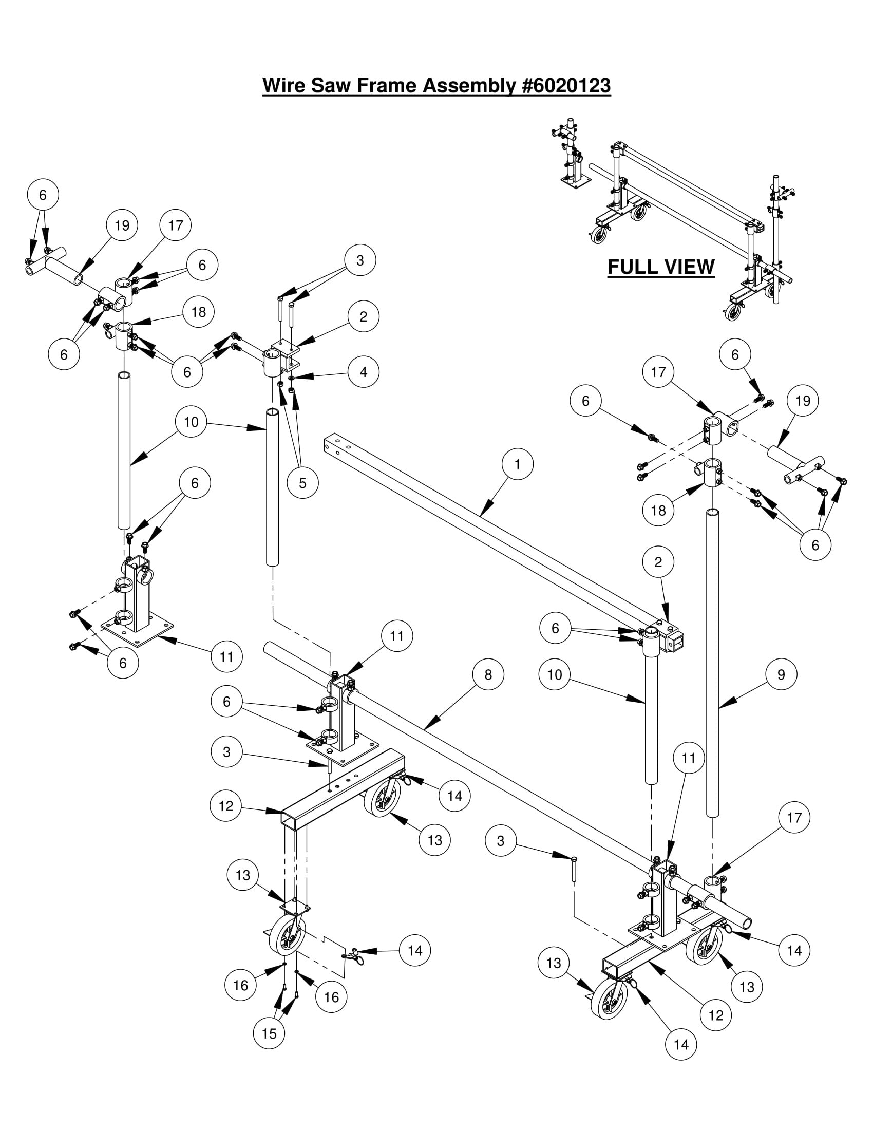 WS25 Wire Saw Frame Assembly